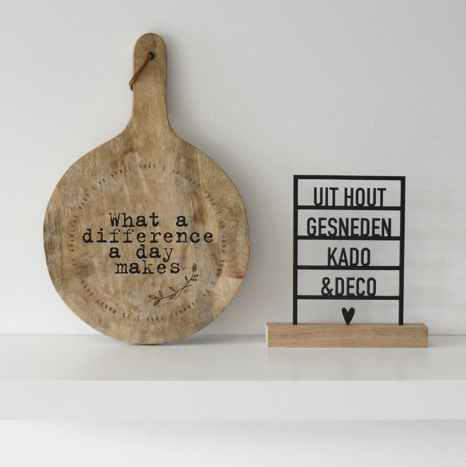 Tapasplank Rond 30cm What a different day.. (met datums)