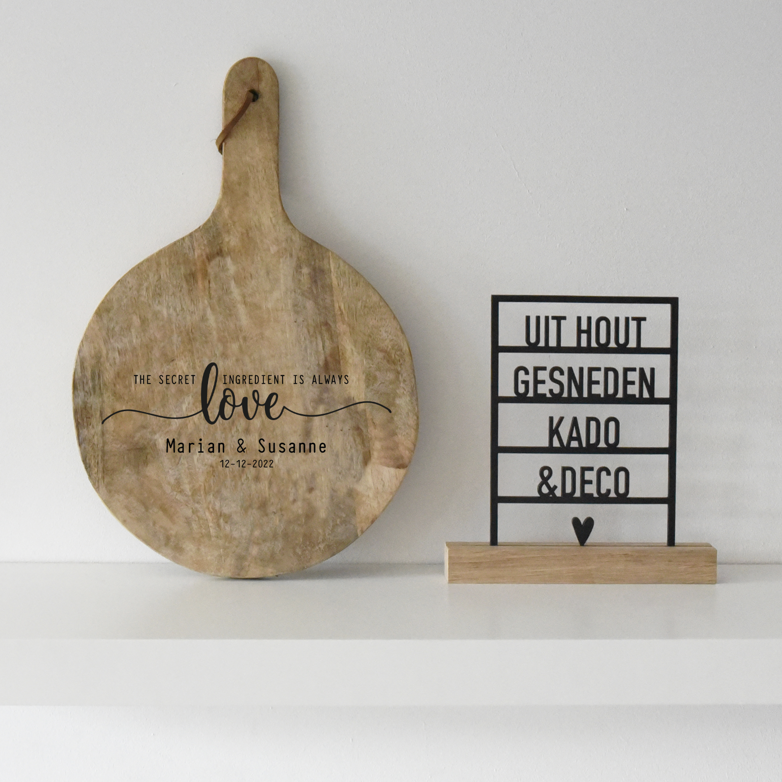 Tapasplank Rond 30cm Love Ingredients (met namen/datum)