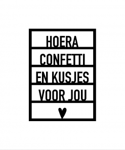 Ansichtkaart hout |Hoera confetti en kusjes..