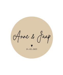 Cirkel met tekst "Namen + Datum"