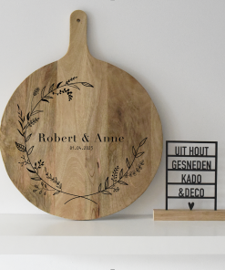Tapasplank Rond 50cm "Leaves Love"