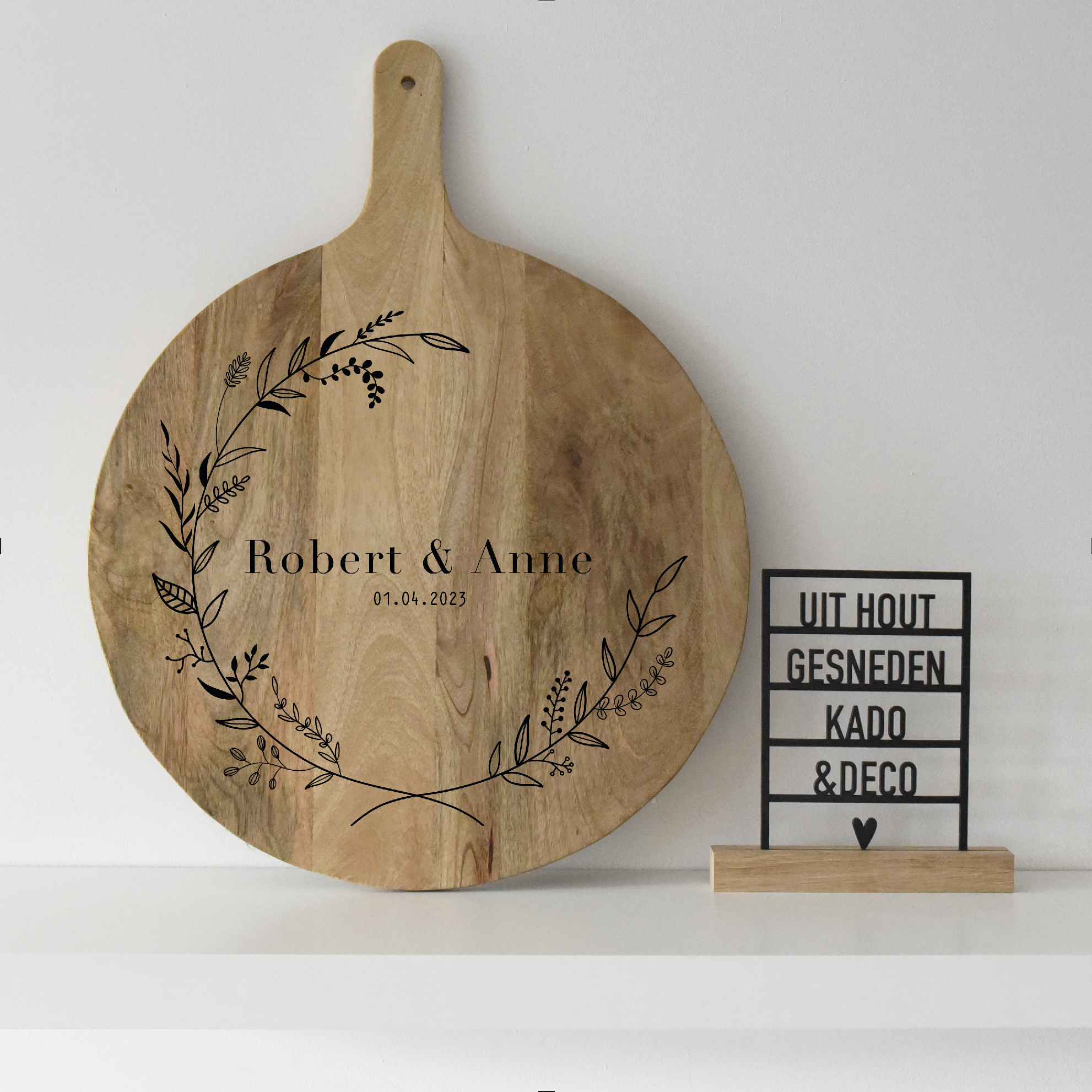Tapasplank Rond 50cm "Leaves Love"