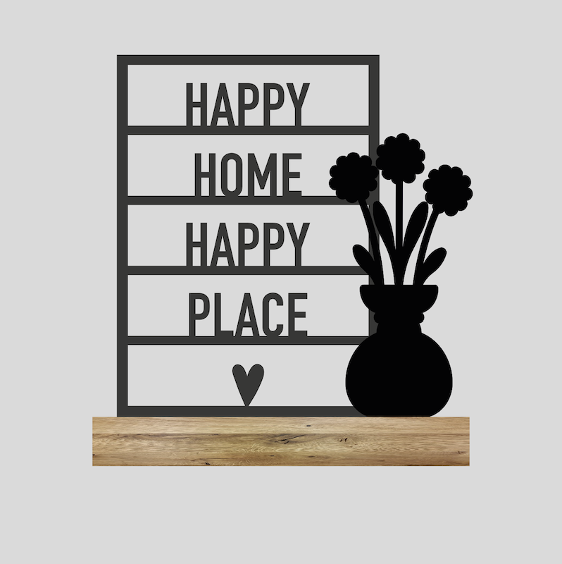 Happy home Happy place + Bloempot 2 (Kant-en-klaar)