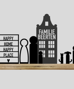 Raam "Happy home.." + Huis + 5 elementen (Kant-en-klaar)