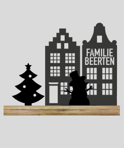 Familie huis + Huis + Kerstboom + Sneeuwpop (Kant-en-klaar)