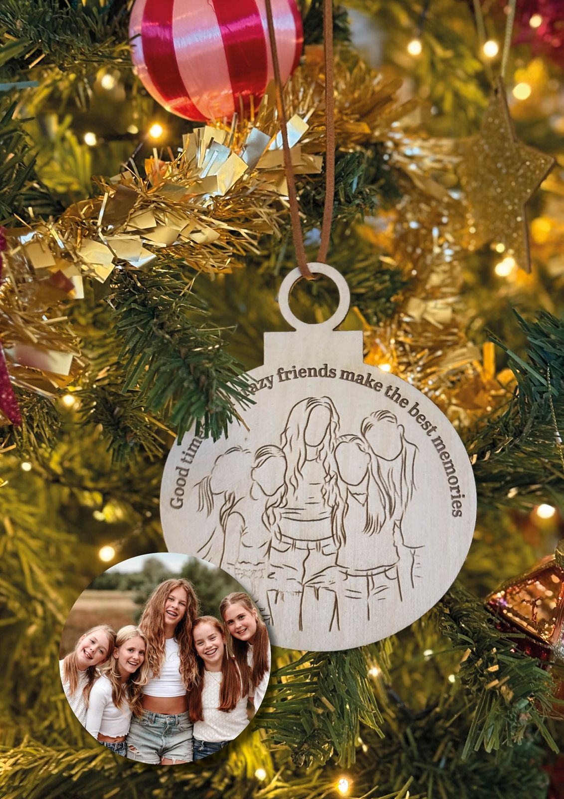 Lijntekeningen - Houten Kerstbal