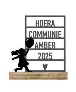 Raam HOERA Communie Meisje gepersonaliseerd (kant & klaar)