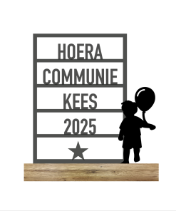 Raam HOERA Communie Jongen gepersonaliseerd (kant & klaar)