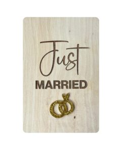 Ansichtkaart Hout/Acryl  | Just Married