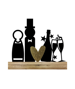 Proost+ bruidspaar + hart (Kant & klaar)