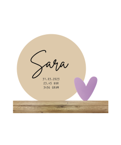 New Born Cirkel + acryl hart (Kant & klaar)