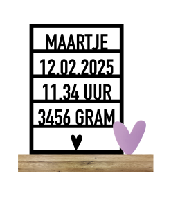 New Born raam + acryl hart (Kant & klaar)