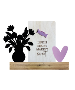 Sweet + acryl hart + bloem (Kant & klaar)