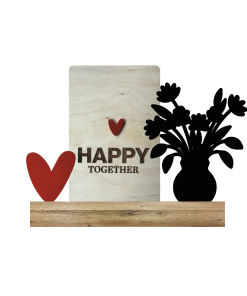 Happy together + acryl hart + Bloem (Kant & klaar)