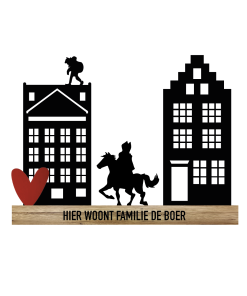 Hier woont Familie (Naam) + Huizen + Sinterklaas (Kant & klaar)