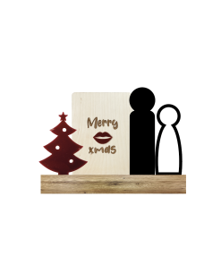 Merry X-MAS + Poppetjes + Kerstboom Rood  (Kant & klaar)
