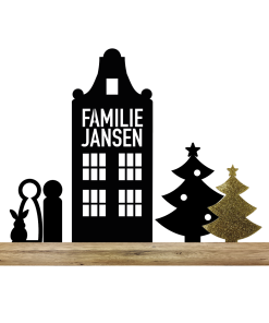 Poppetjes + Kerstbomen + Gevelhuis met naam (Kant & klaar)